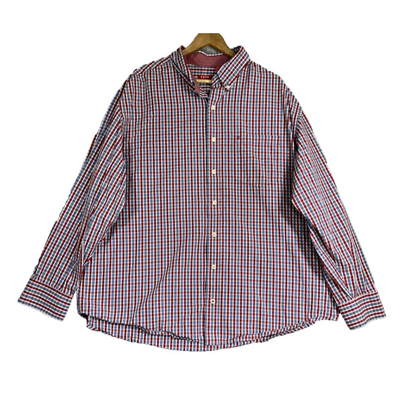 Lot Of 2 IZOD Men's 2XL Button-Down Long Sleeve Shirts Flip Cuffs Plaid Stripes - Picture 2 of 13